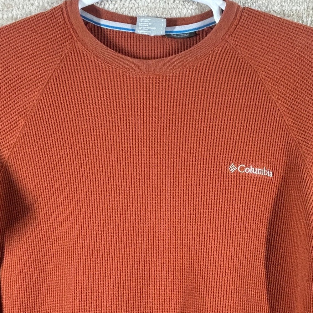 Columbia Mens Gorpcore Waffle Knit Omni-Wick Thermal Shirt Burnt Orange Large